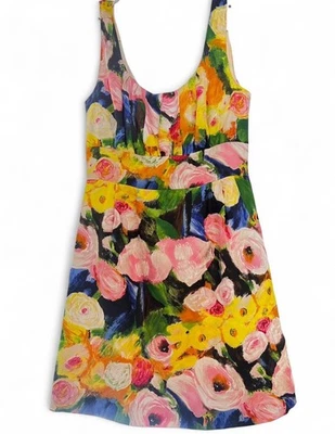 J.CREW Mujer Floral Sin Mangas Multicolor Seda Vestido con Estampado Floral Foto 1 de 2