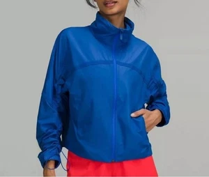 Lululemon Lightweight Cropped Track Jacket Size 2 Blazer Blue Cinch - Picture 1 of 20
