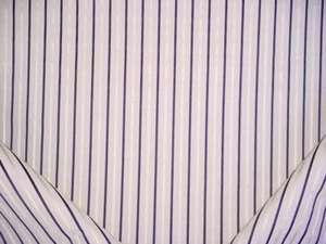 Ralph Lauren LCF67340F Jerome Stripe Navy Silver Silk Drapery Upholstery Fabric - Picture 1 of 4