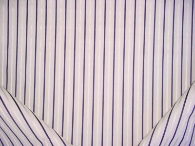 Ralph Lauren LCF67340F Jerome Stripe Navy Silver Silk Drapery Upholstery Fabric - Image 1 of 4