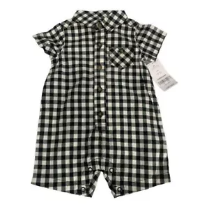Carters Baby Checkered Romper 3M Short Sleeve Button-Up Shirt One-Piece Outfit - Picture 1 of 6
