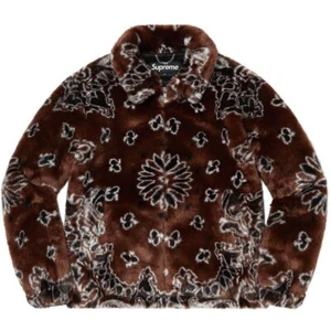 SUPREME Bandana Kunstfell Bomberjacke volles Muster Bluseon braun NEU groß - Bild 1 von 9
