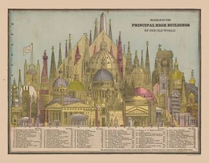 Historische Karte - Welt alte Haupthochgebäude - Cram 1888 - 29,50 x 23 - Bild 1 von 20