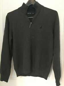 Nautica grey quarter zip jumper, medium, cotton 