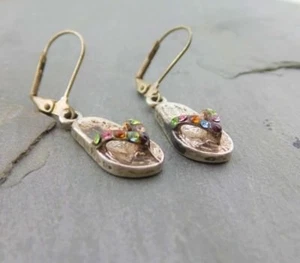 Pendientes de sandalia de plata esterlina piedras cúbicas multicolores de circonio 925 9 gramos - Imagen 1 de 11