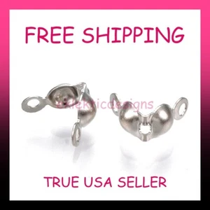 8mm x 4mm 20pcs 304 Stainless Steel Clamshell End Bead Caps Knot Tips FREE SHIP - Picture 1 of 6