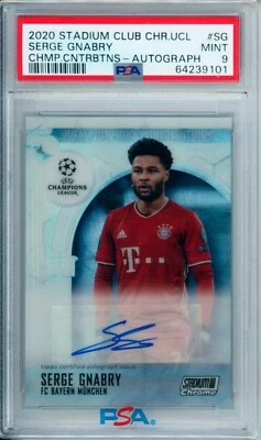 2020-21 Serge Gnabry Topps Stadium Club Chrome Autographed Card 93/100 PSA 9 - Image 1 of 3