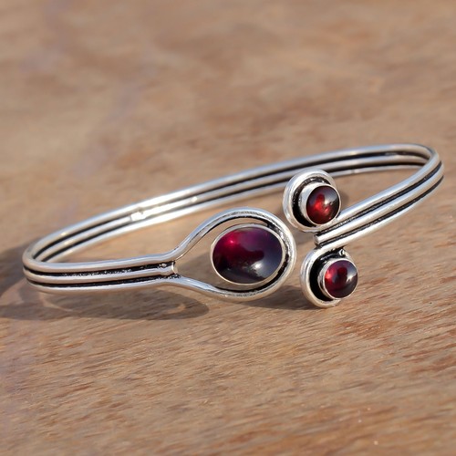 VALENTINO Bracciale in argento sterling 925 con pietre preziose granato del Mozambico per regalo compleanno