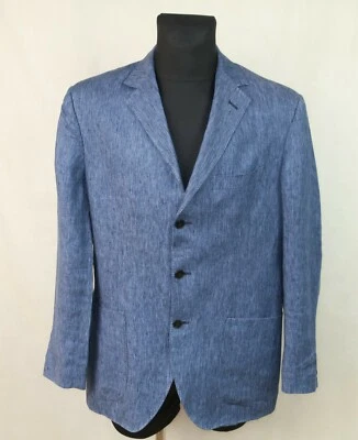 ELEVENTY ITALY BLAZER HOMME BLEU LIN fabriqué en ITALIE taille EU-52 UK-42 - Photo 1/4