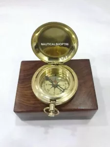 Maritim Maritim Vintage Messing Unikat Kompass mit Designer Holzkiste gratis - Bild 1 von 3