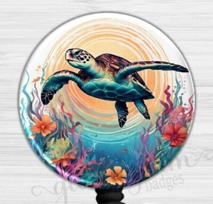 Porta Insignia Retráctil Tortuga Marina Tropical, Carrete Insignia Océano Tropical 6626D - Imagen 1 de 9