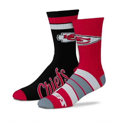 Kansas City Chiefs KC NFL Duo 2 Pack Pair Team Colors Large Mens Crew Socks Gift Cover