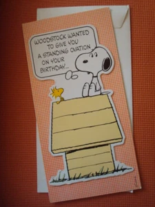 VINTAGE PEANUTS SNOOPY WOODSTOCK HALLMARK CARD unused LARGE - Picture 1 of 2