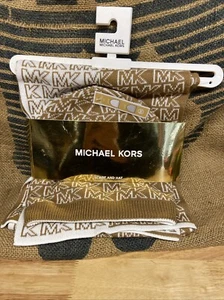 sciarpa e cappello michael kors crema cammello scuro - Foto 1 di 5