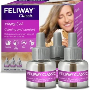 FELIWAY Classic Cat Calming Pheromone Diffuser:3 Pack Refills Each 48ml (30 Day) - Picture 1 of 10