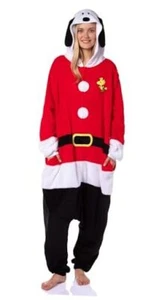  Peanuts Snoopy Christmas Mens' Hooded Union Suit Costume Sleep Large-X-Large - Picture 1 of 8