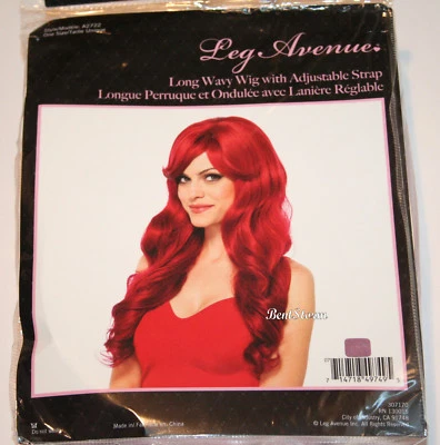 Peluca ROJA Larga Ondulada para Adultos para Halloween Vestir Juegos con disfraces Licencia Pierna Avenida Nueva en Paquete Foto 1 de 2