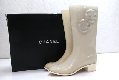 CHANEL 2010 Interlocking CC Logo Rain Boots Size 9 US/39 EU - Image 1 of 4
