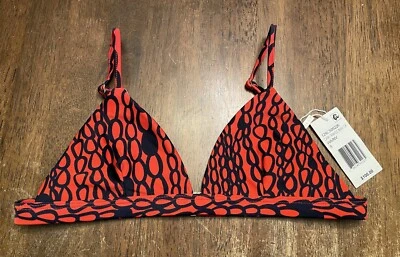 NEW Milly Cabana Capri Triangle Bikini Top Red & Navy Circle Print SMALL $100 - Image 1 of 4