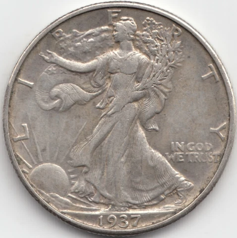 1937 D Walking Liberty Half Dollar, XF Cover