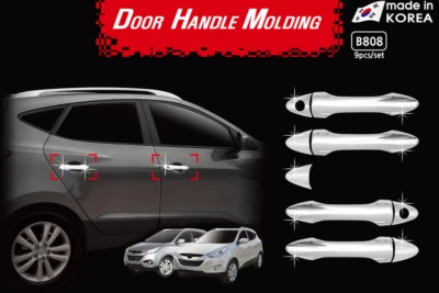 Manija de puerta cromada cubierta moldeada 9 piezas B808 para Hyundai 2010~2015 Tucson iX Foto 1 de 4