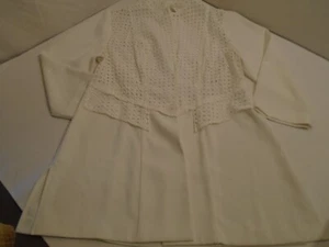 Chico's 1 US size 8 White Eyelet Women's Long Sleeve Shirt Overshirt Jacket - Picture 1 of 6