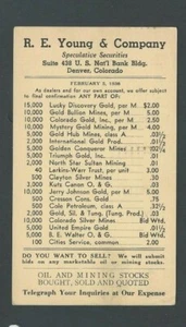 1938 Denver Co R E Young bietet Gold & Silber Aktien & Bergbau Cos Listen 20 - Bild 1 von 1