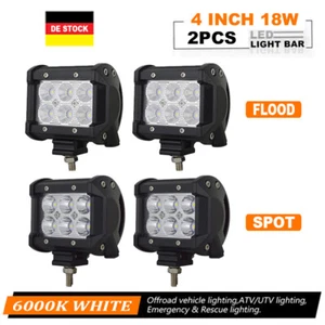 2x 4 Zoll LED Lightbar Lichtbalken Arbeitsscheinwerfer Flood Spot Offroad 12V - Bild 1 von 9