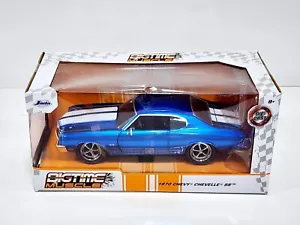 Jada 1/24 Big time Muscle 1970 Chevy Chevelle SS BLUE WHITE STRIPE - Picture 1 of 5