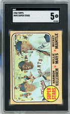 1968 Topps Baseball Super Stars Mickey Mantle, Willie Mays, Killebrew #490 SGC 5