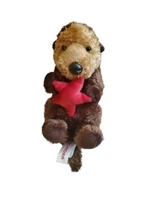 Cali Plush Sea Otter Holding Red Star 8" Aurora - Picture 1 of 3