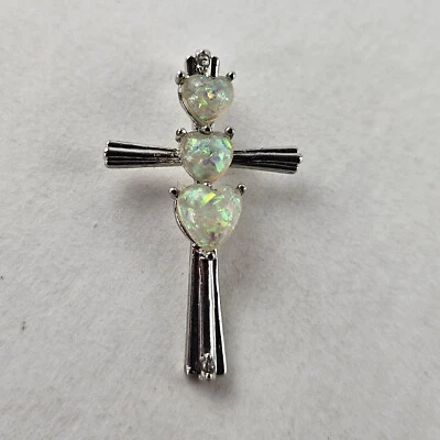 Sterling Silver Cross Opal Pendant 2.0g [8376] - Image 1 of 4