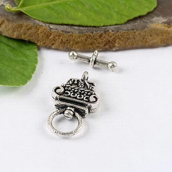6sets Tibetan silver color pattern toggle clasp findings h1129 - Image 1 of 1