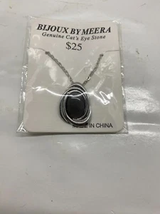 Bijoux Meera Damen echt Katzenauge Stein Anhänger Halskette Silber NEU - Bild 1 von 5