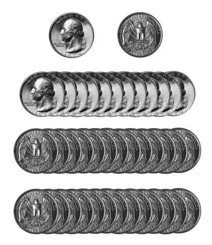 1974 -P Washington Quarter Roll BU Clad 40 US Coins Cover