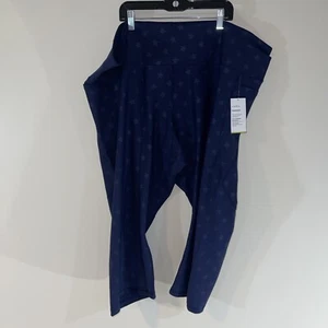 NWT Old Navy Active Womens 4x Plus Navy Blue Powersoft Pocket Leggings Stars - Picture 1 of 7