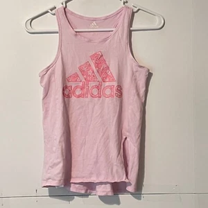 Adidas Girls Tank Top Size M (10-12) Hot Pink Floral Razor Back Athletic - Picture 1 of 6