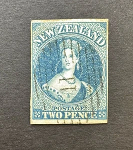 Neuseeland SG11 1d Deep Dull Blue 4 Margins Clean Cancel Chalon USED - CAT 350£ - Bild 1 von 1