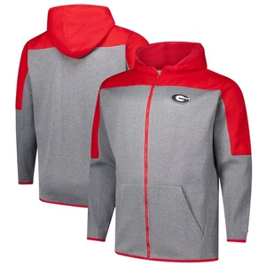 Men's Fanatics Red/Gray Georgia Bulldogs Big & Tall Pieced Full-Zip Hoodie - Picture 1 of 3