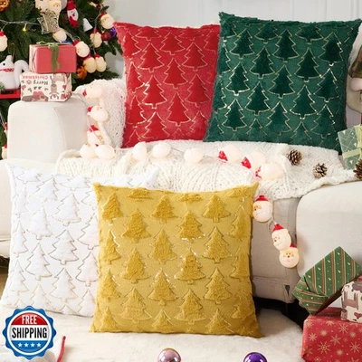 Juego de 4 fundas de almohada para árbol de Navidad Volcanics 18x18 - felpa suave piel sintética H Foto 1 de 4