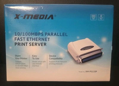 X-MEDIA #XM-PS110P 1-Port 10/100Mbps Fast Ethernet Parallel Network Print Server - Image 1 of 4
