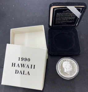 Hawaii 999 Plata Fina-Akahi Kalakaua Kala Dala GEM PROOF JOHNSON MATTHEY ¡RARO!! - Imagen 1 de 3