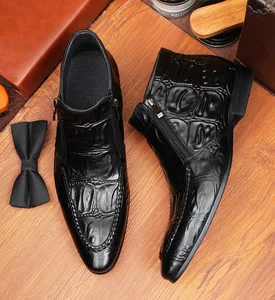 Botas para hombre de cuero de caña alta vestido de negocios de cuero con punta en punta botas de cuero - Imagen 1 de 22