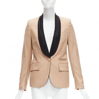 STELLA MCCARTNE nude wool shawl collar multi pocket tux blazer IT36 XXS - Image 1 of 4