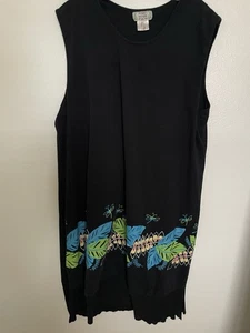 2X / 3X ~ Hauskleid weicher Schlafanzug Blumen auf schwarz Damen Übergröße - Bild 1 von 5