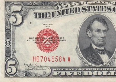 1928-E UNITED STATES NOTE FIVE DOLLARS $5 "H" (( aUNC )) - Image 1 of 4
