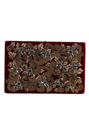 Dolce & Gabbana Red Velvet Gold Frame Clutch Evening Party Purse Women's Bag - Image 1 of 4