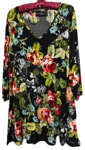 Attitudes by Renee Top 1X Floral Stretch Knit Cottagecore Tunic Length Shirt 1XL - Picture 1 of 6