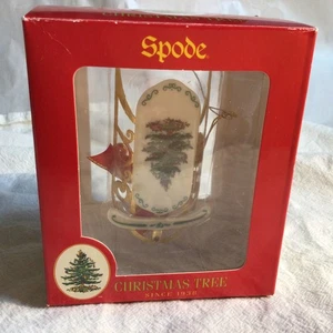 Spode Árbol de Navidad Adornos Trineo Blanco y Dorado con Cinta Roja EN CAJA - Imagen 1 de 5