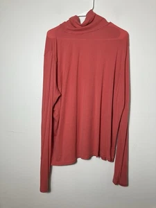 Eileen Fisher Long Sleeve Turtleneck Sweater Organic Cotton Sz XL Salmon Pink - Picture 1 of 6
